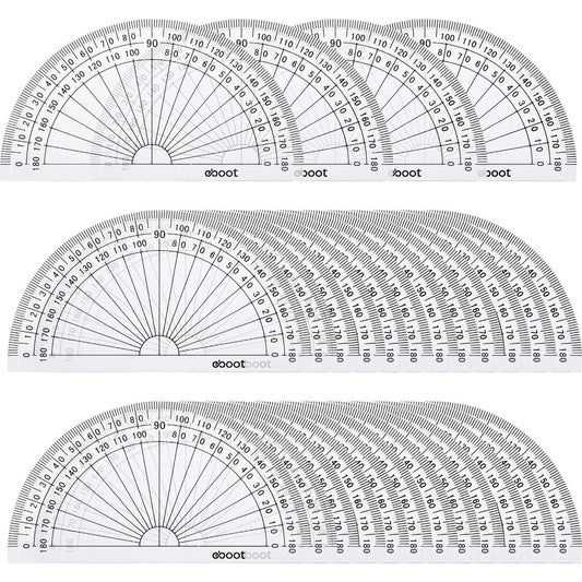 eBoot 28 Pack Clear 180 Degree Plastic Protractors for Angle Measurement, 10 cm