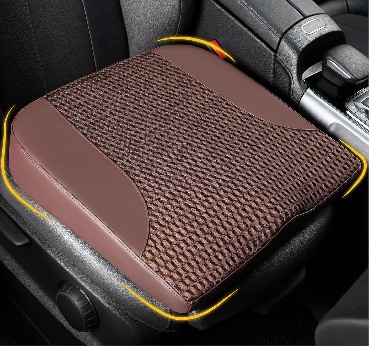 Car Seat Cushion, Comfortable Memory Foam Seat Pillow for Driving, Sciatica-Back Pain Relief, Cushion for Car-Truck, Office, Wheelchair - Brown