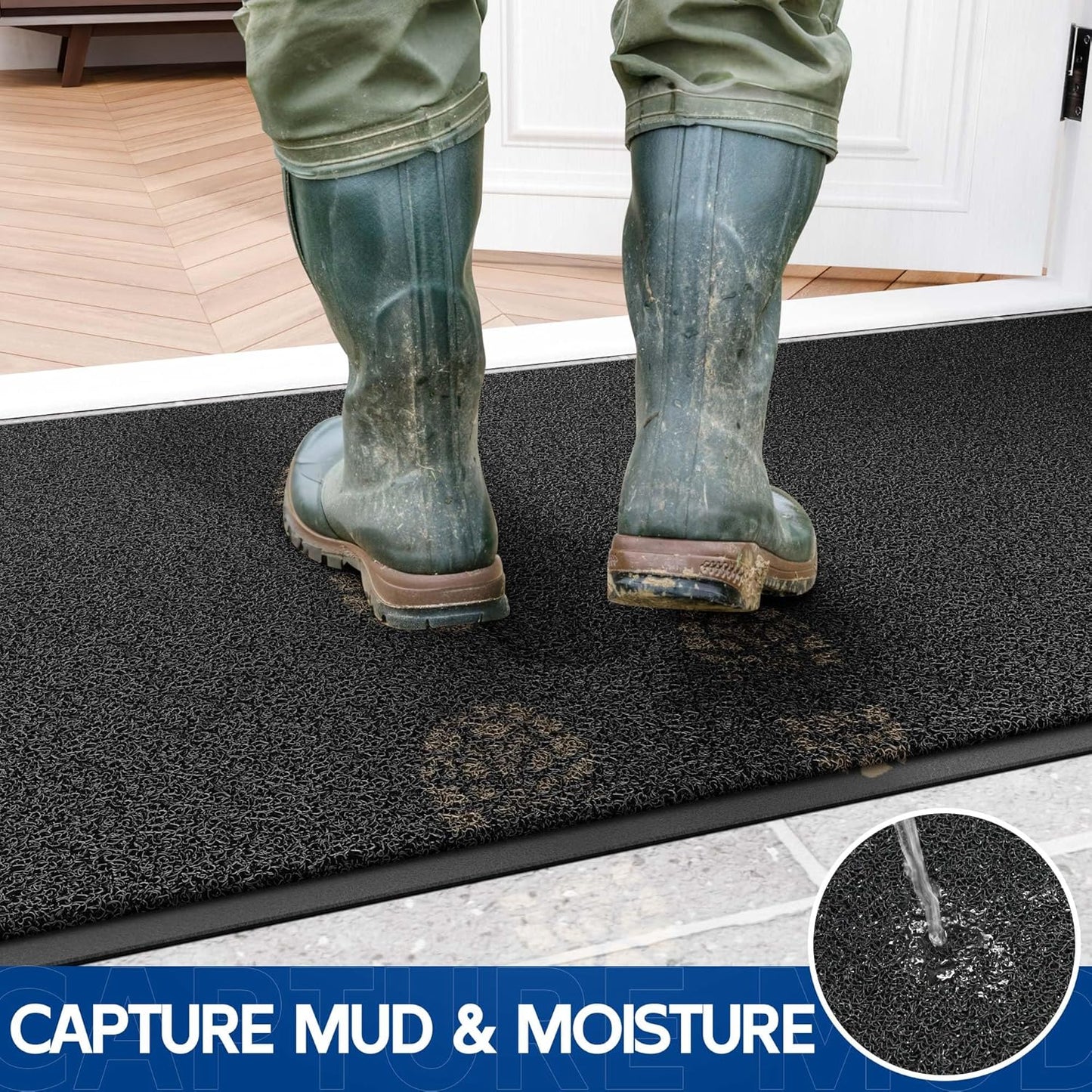 Sturdy Front Door Mat, 72" x 36" Heavy Duty Indoor Outdoor Doormat for Entryway, Fade Resistant, Waterproof Low Profile Entry Mat, Non Slip Welcome Mat for Outside Entrance, Patio, Home