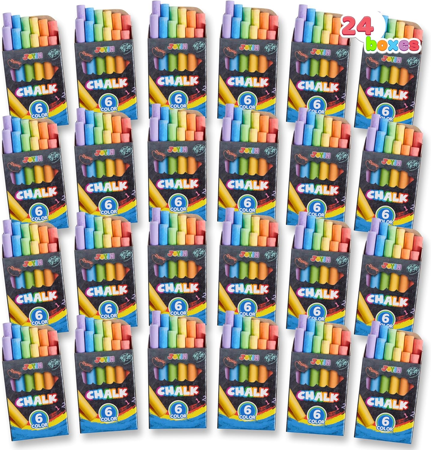 JOYIN 288 Counts Mini Chalk Set for Kids, Non-Toxic Chalks for Boys Girls 3+, School Supplies for Teachers, Goody Bag Fillers, Classroom Prizes Gifts (24 Boxes)
