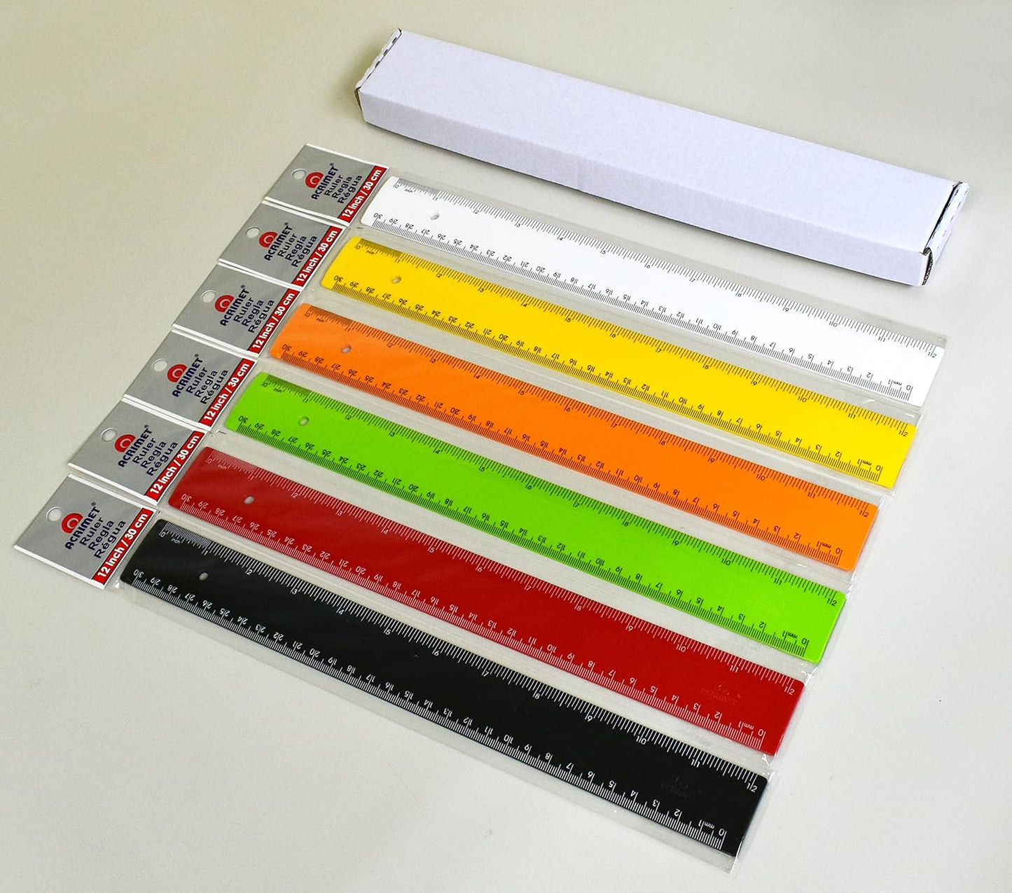 Acrimet Plastic Ruler 12 Inches/ 30 Centimeters, Measuring Device Tool for Student, School, Office, Heavy Duty (Citric Assorted Color) (6 Pack)