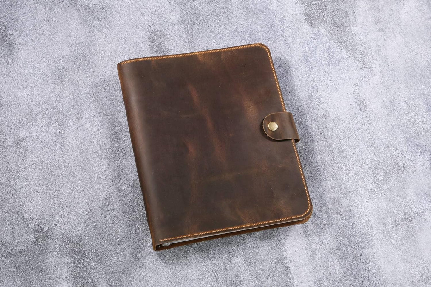 Leather business portfolio 3 ring binder for letter size 3 hole refill paper/leather organizer folder for 8.5 x 11 refillable paper