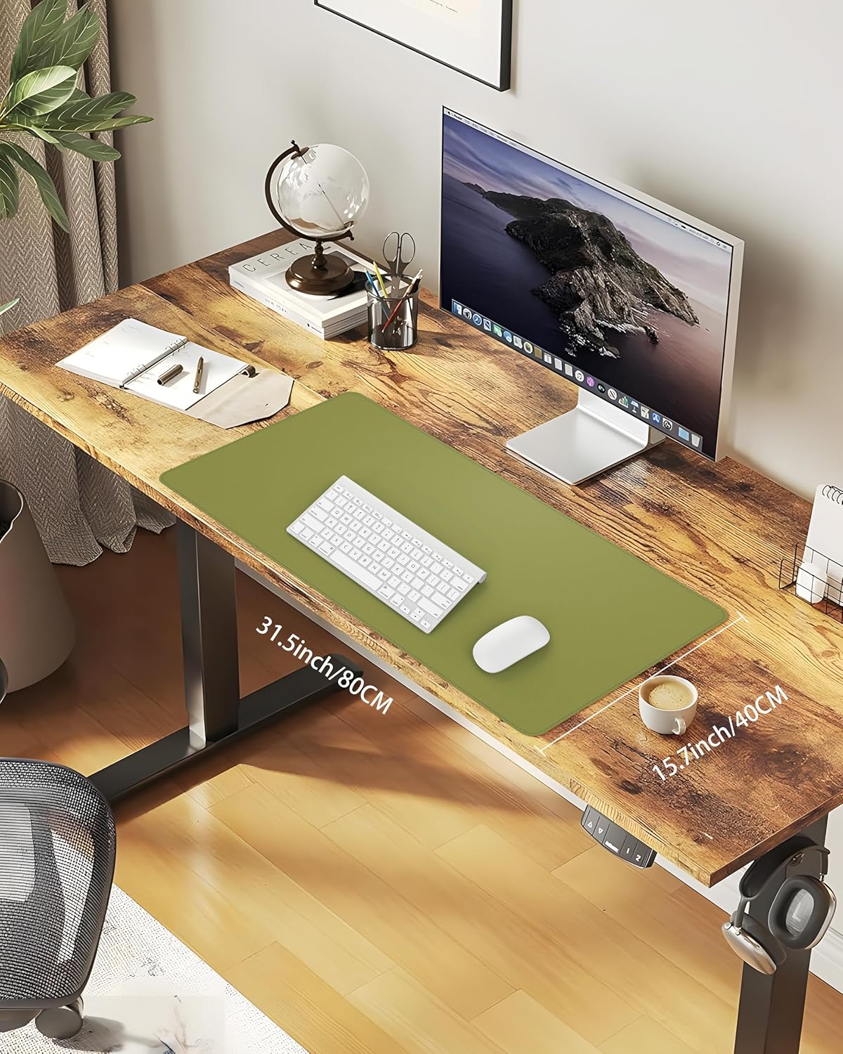 Desk Pad Mat - Leather Desk Pad Protector for Office and Home - Desk Organization and Accessories - Ideal for Large Mouse Pad and Desk Mats on Top of Desks(Green,31.5" x 15.7")