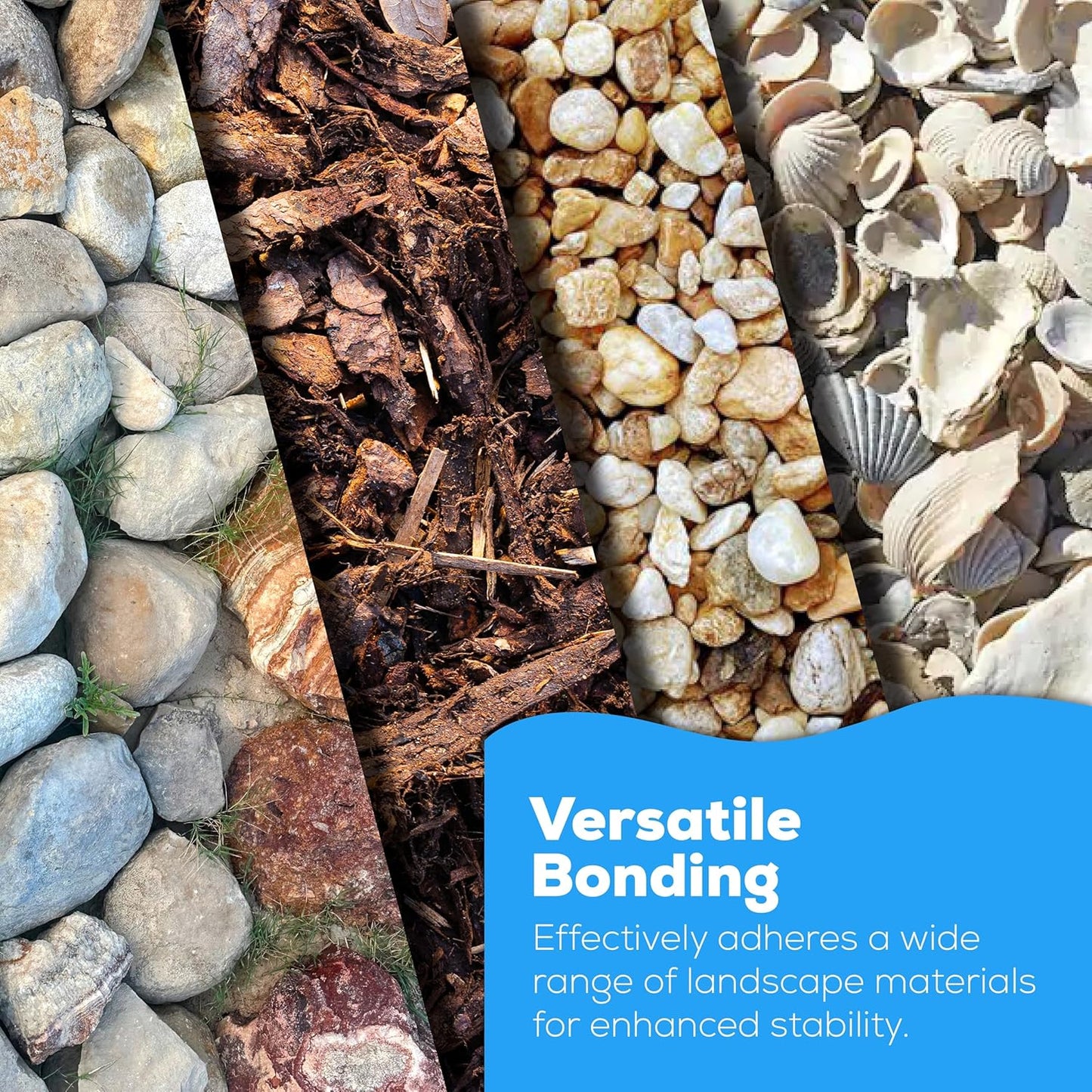 Superclear TerraLock Mulch Glue for Landscaping, 5 Gallon Rock Glue. Easy Spray, Easy Hold. Perfect for Mulch, Pea Gravel Large & Small, Rock, Straw and Stone, Pega para Piedras de Jardin