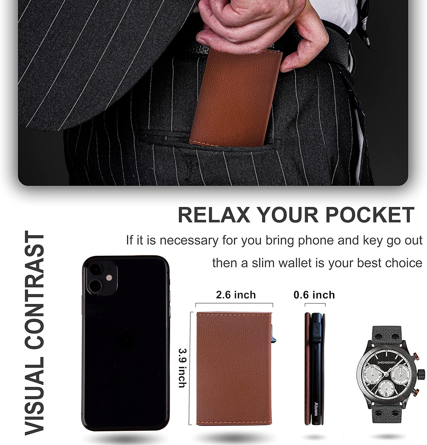 Aiuwo Airtag Wallet for Men,Mens Wallet Card Holder,Smart,Slim,Minimalist Wallet,Credit Cards Holder RFID Blocking Wallet (Airtag Wallet, Lichee Brown)