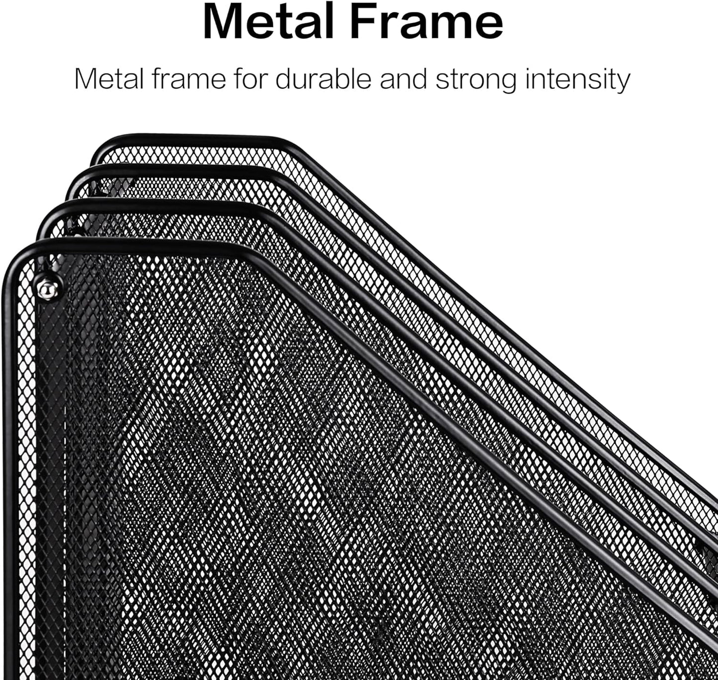 deli Mesh Magazine File Holder, Desk Organizer File Folder Document Rack for Office Organization and Storage, 3 Vertical Compartments, Black