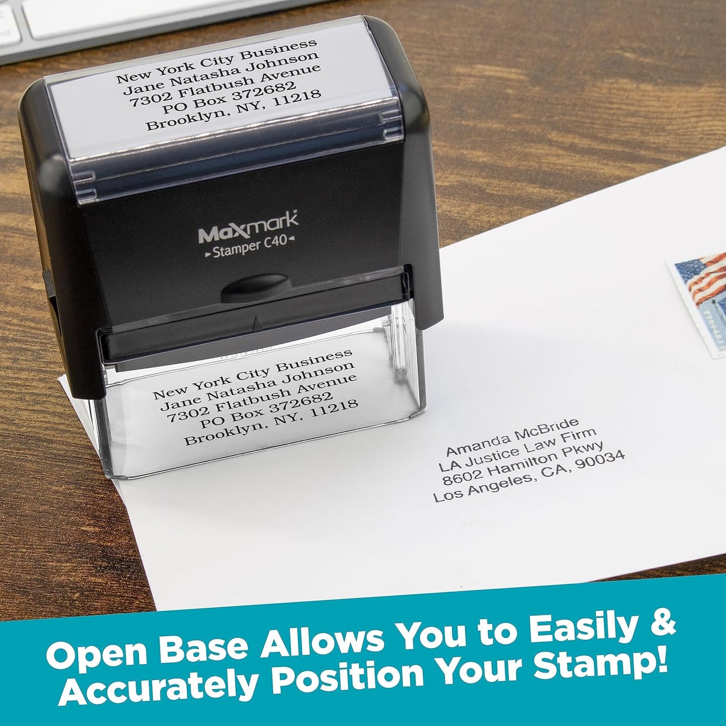 MaxMark Customized Self Inking Stamp - Up to 3 Lines of Text - Small Size - Choose from 15 Ink Colors