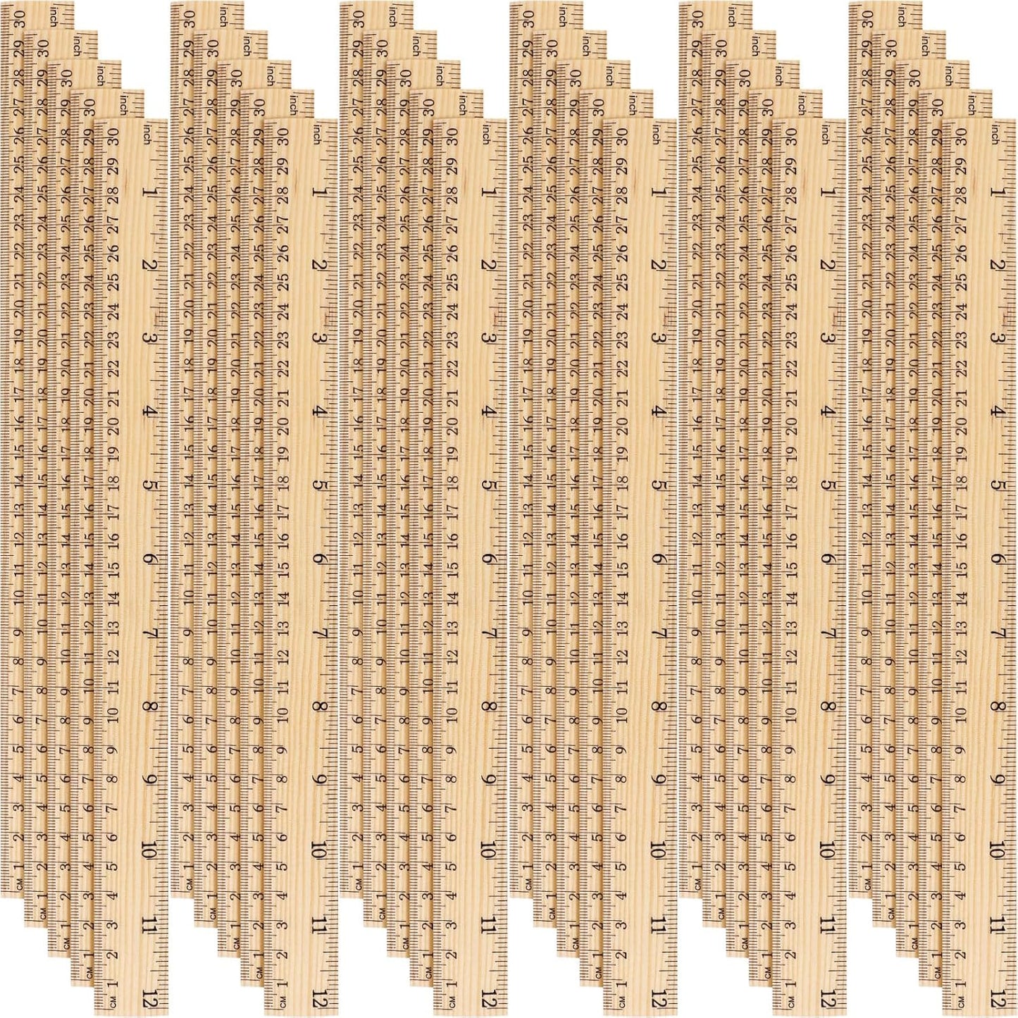 Zonon 30 Pcs 12 Inch Plastic Ruler Assorted Colors Ruler Bulk with Centimeters Millimeter and Inches Rulers First Day of School Gift for Kids School Classroom Office Supplies(Simple Color,Wood)