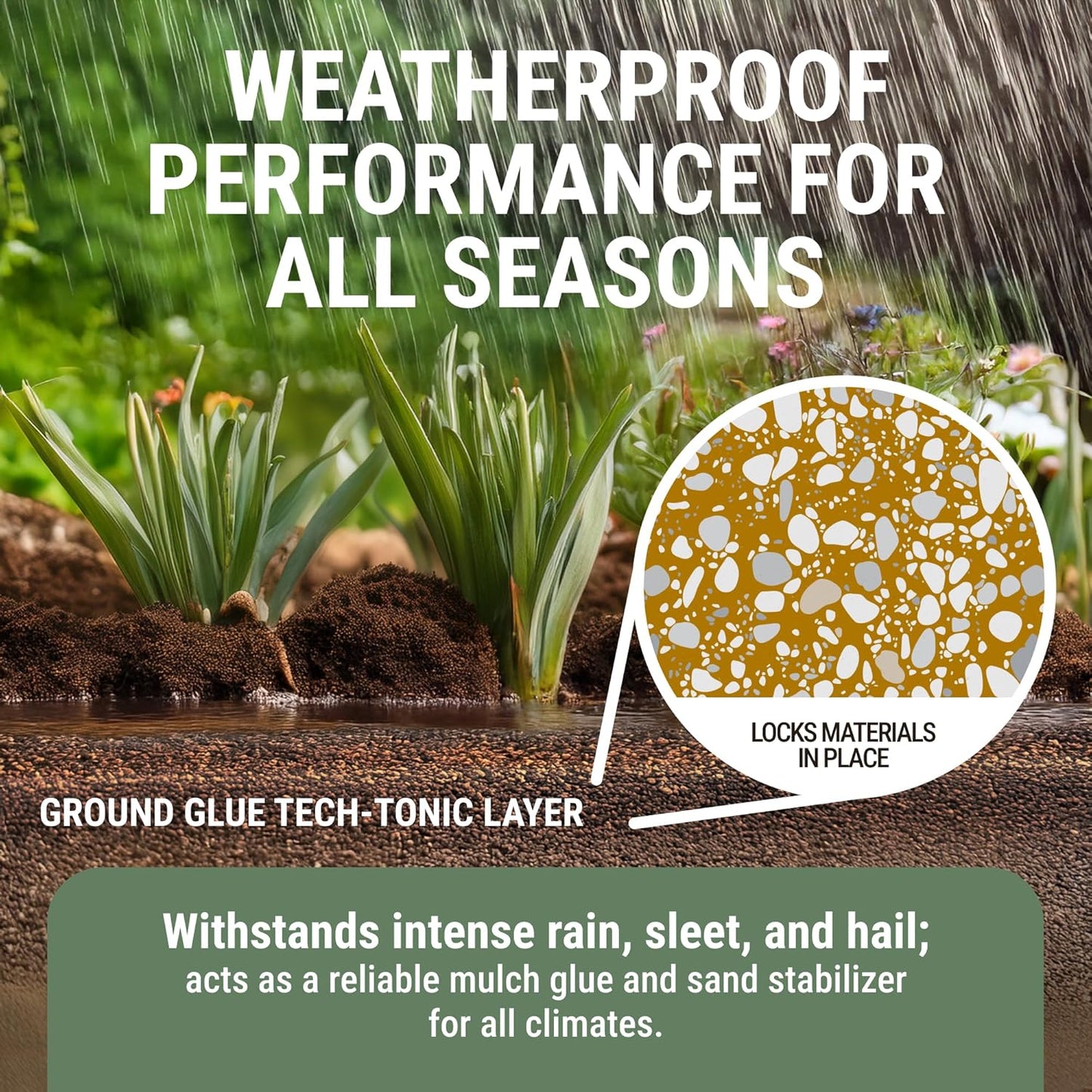 Ground Glue Tech-Tonic Landscape Adhesive for Rock, Mulch, and Sand, Weatherproof Long-Lasting Stabilizer for Trails & Slopes, Pet-Safe Binder for Pea Gravel, Bark & Flower Beds, 32 Fl. Oz.