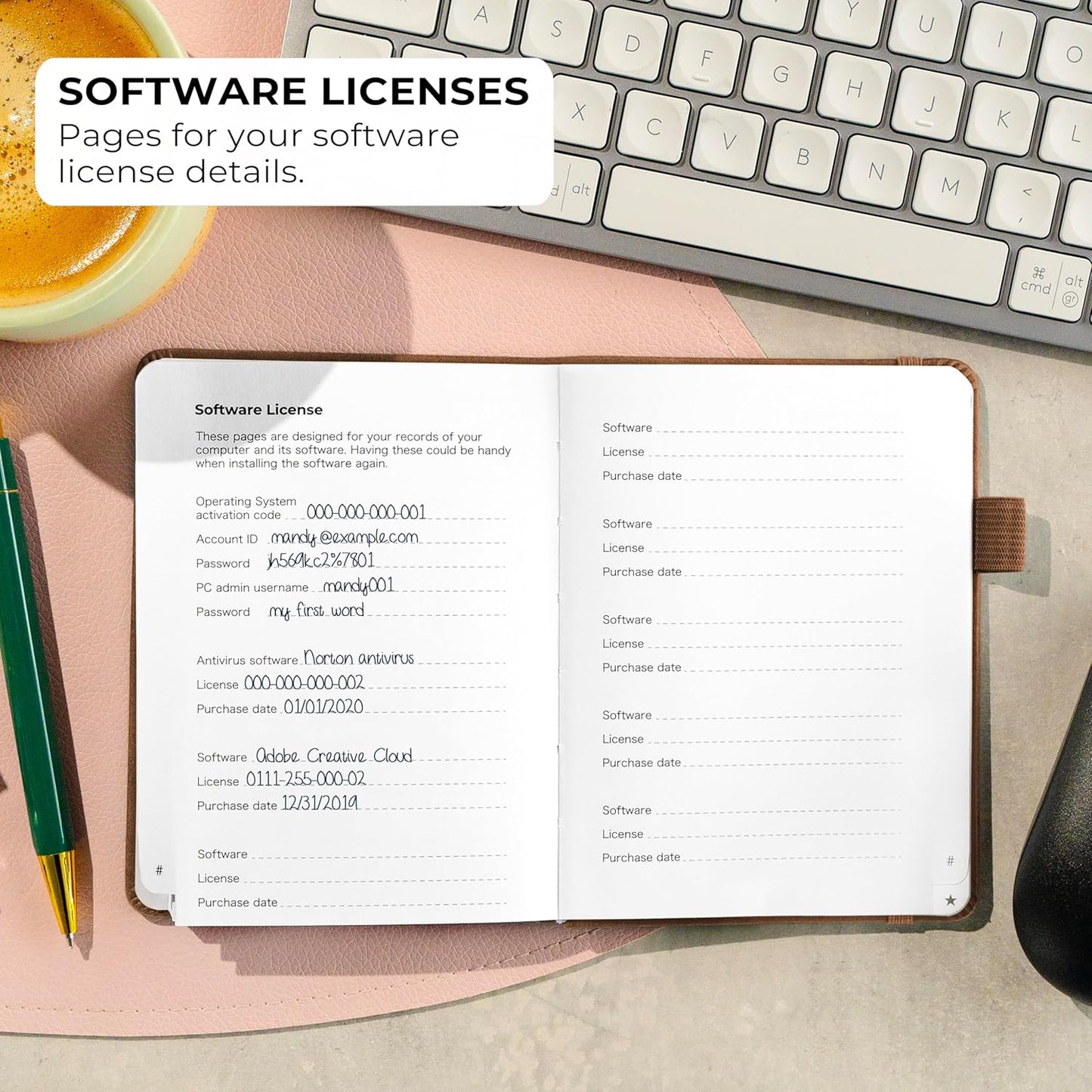 Clever Fox Password Book with alphabetical tabs. Internet Address Organizer Logbook. Small Pocket Password Keeper for Website Logins (Brown)