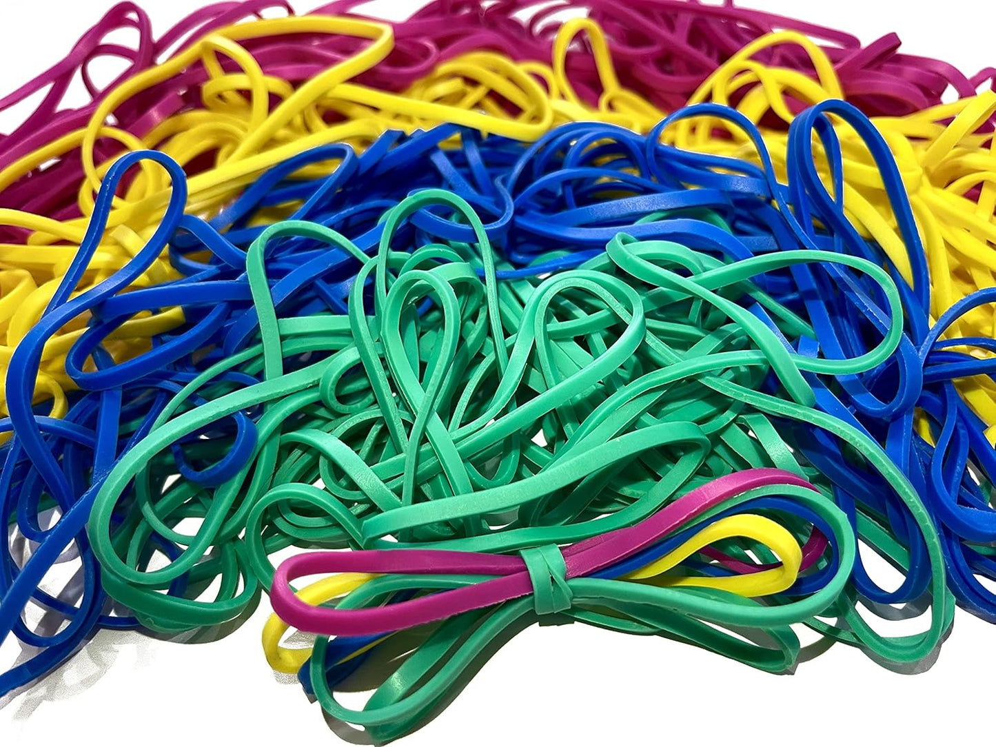 Rubber Bands, Size 33 (3 1/2" x 1/8'') Colorful Natural Rubber Band, 33 Colored Heavy Duty Elastic Office Supplies Rubber Bands for Office Files Bank Paper Bills Money Home School, 1/4 Pound Bag