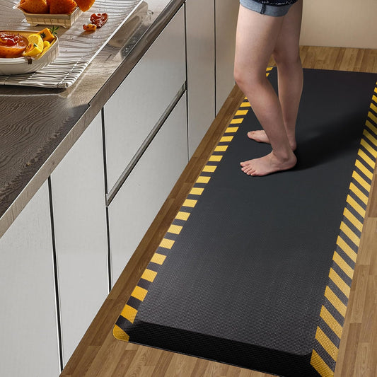 FEATOL Kitchen Mats for Floor 2 Packs, 9/10 Extra Thick Cushioned Anti Fatigue Floor Mat, Memory Foam Padded for Standing at Home, Kitchen, Garage, 20" x 48"-Support for Leg & Back Pain