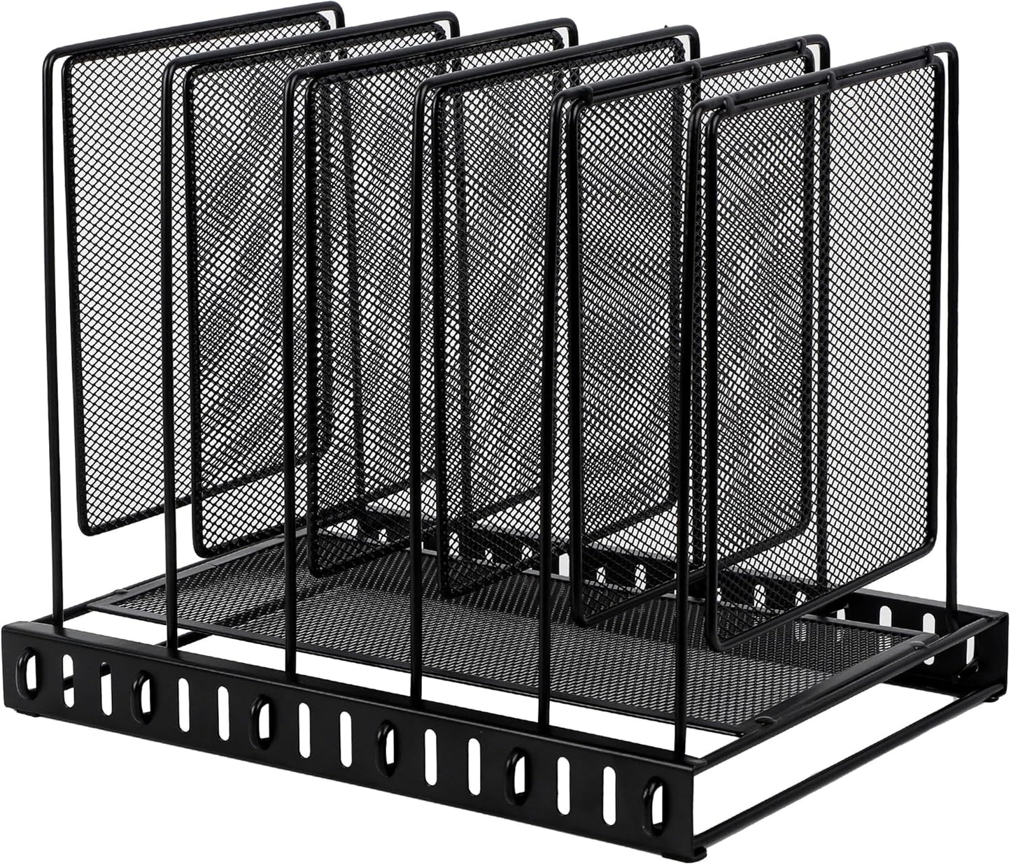 EASEPRES 5 Section Vertical Metal Mesh Desk File Organizer, Spacing Adjustable Upright Desktop Paper Mail Document Magazine Sorter Folder Holder for Workspace Office School Home, Black