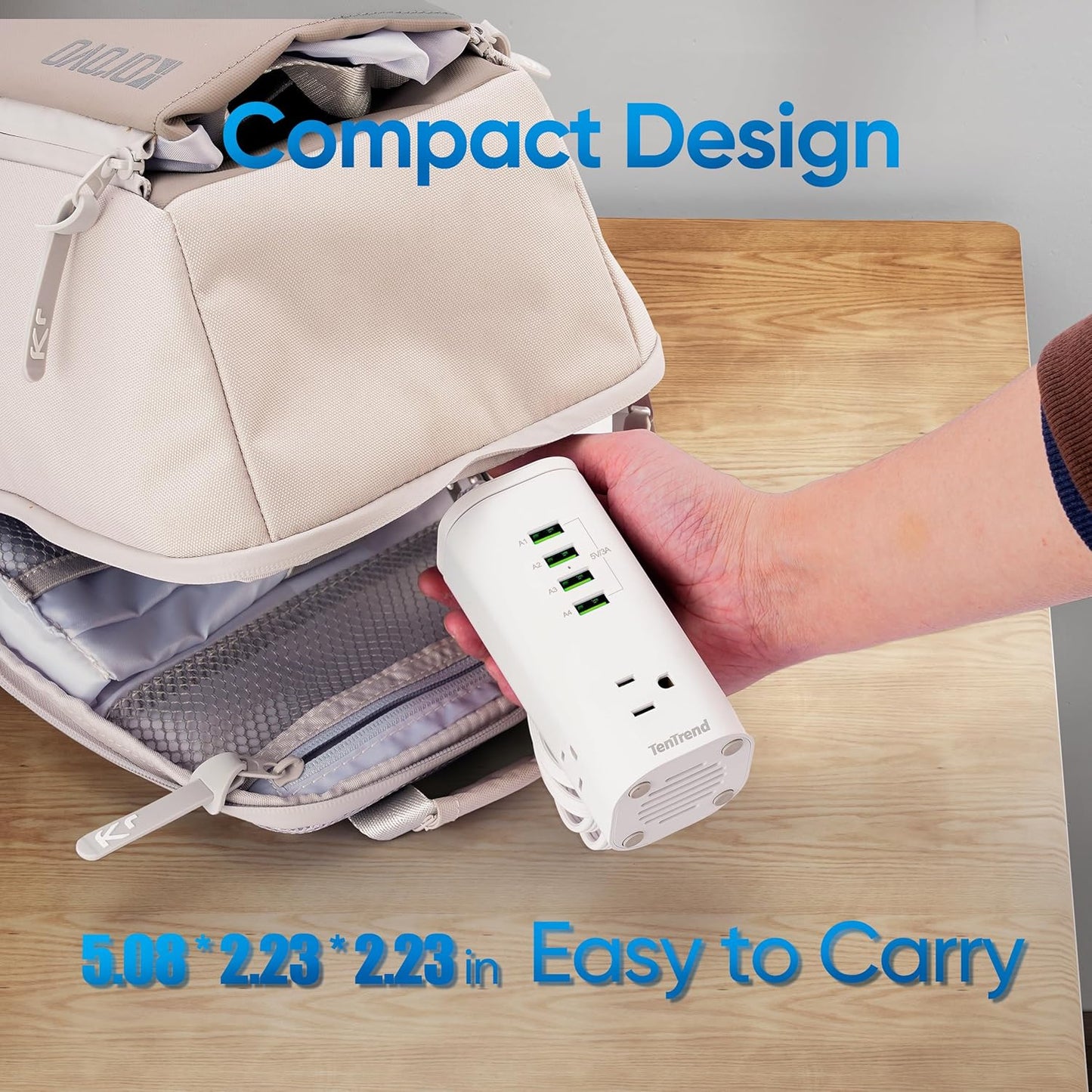 Tower Power Strip Surge Protector with 3 AC Outlets & 8 USB Ports (4 USB-C), TenTrend 160W Fast Charging Station, 5 FT Flat Plug Extension Cord with Multiple Outlets for Home Office Dorm Room