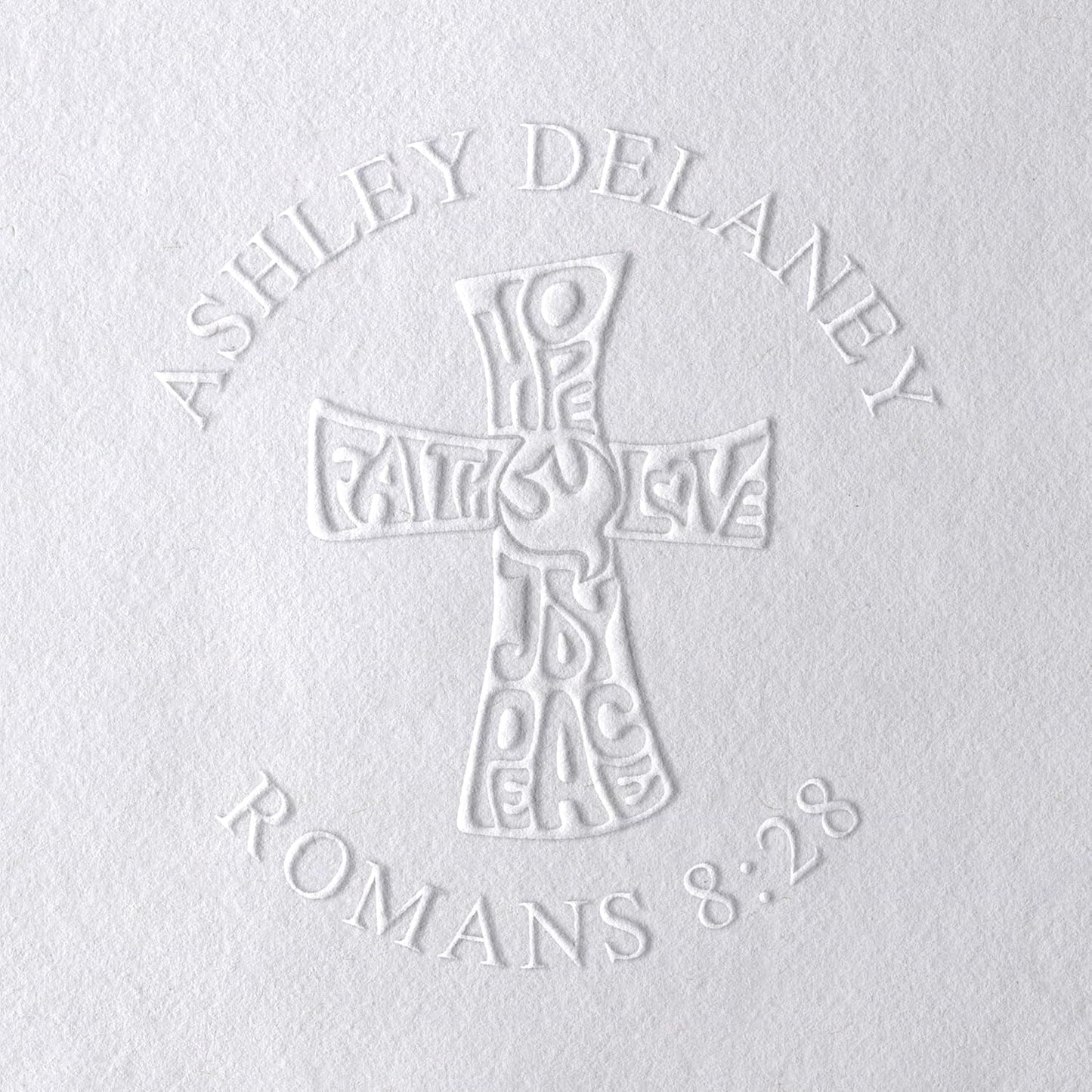 Personalized Bible Verse and Religious Cross Stamp or Book Embosser with Name in Classic Font. Wooden Stamp, Self Inking Stamp or Embosser (Cross Style #2)