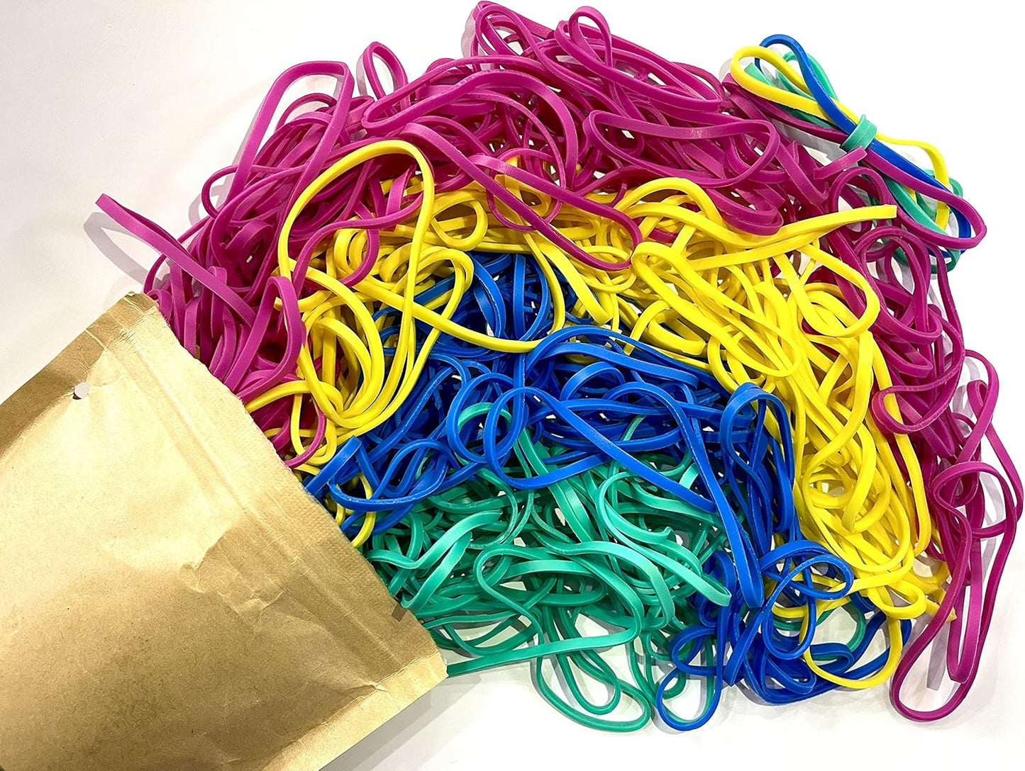 Rubber Bands, Size 33 (3 1/2" x 1/8'') Colorful Natural Rubber Band, 33 Colored Heavy Duty Elastic Office Supplies Rubber Bands for Office Files Bank Paper Bills Money Home School, 1/4 Pound Bag