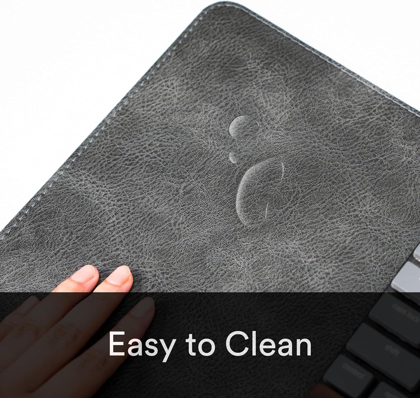 Premium Distressed Faux Vegan Leather Desk Mat | Multifunctional Desk Pad for Home Office | (Black/Grey, 15.75" x 36")
