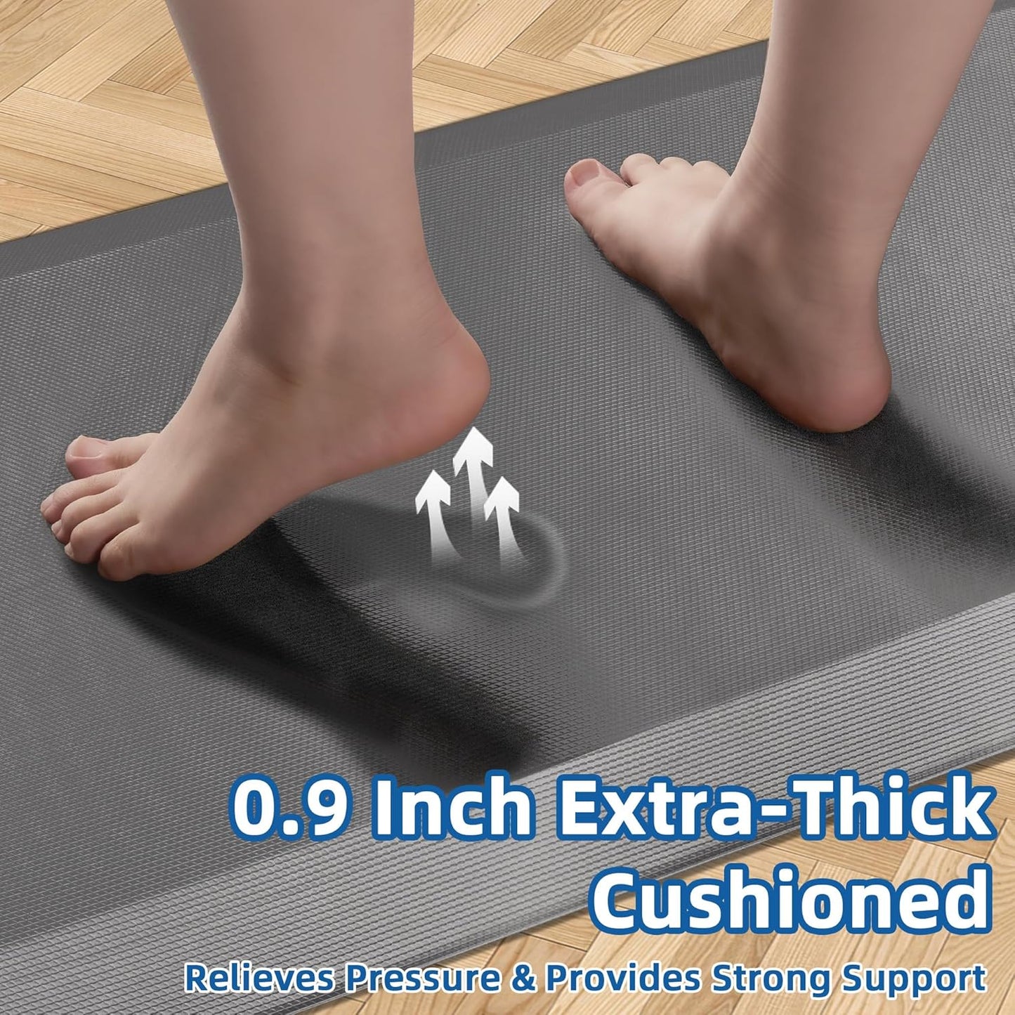 Anti Fatigue Kitchen Mats for Floor, Grey 9/10 Extra Thick Cushioned Standing Desk Mat, Comfort Memory Foam Ergonomic Kitchen Rugs and Mats Non-Slip Waterproof for Office, Kitchen, Sink, 20" x 32"