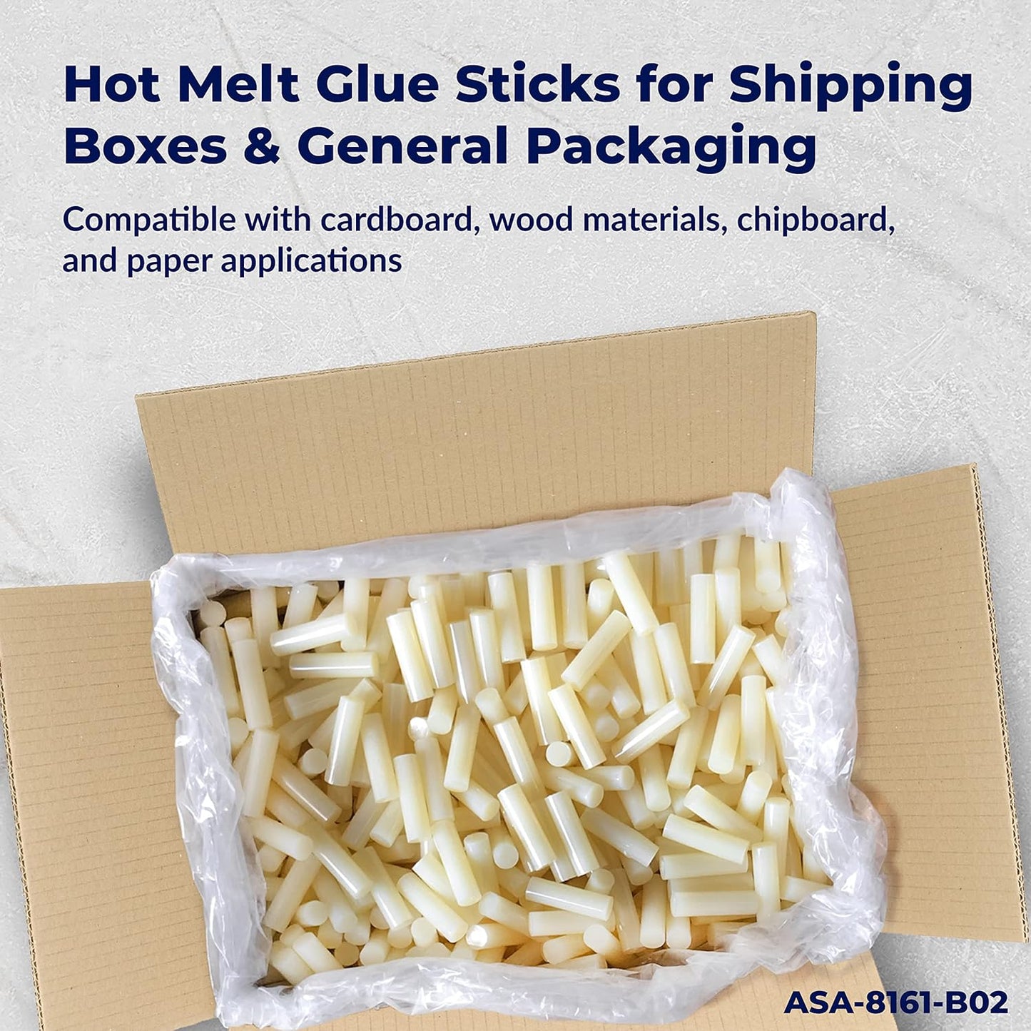 ASA Large Hot Glue Sticks for Glue Gun - 5/8" x 2" | High-Strength Hot Gun Sticks Adhesive for Corrugated Materials | Industrial Grade for Packaging & Woodworking | Pack of 1417