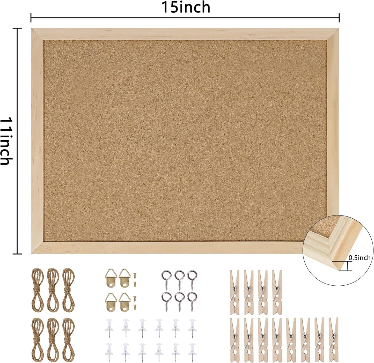 Cork Board Bulletin Board 2 Pack,11X15 Cork Board for Office with Pin Oak Wood Boards,Hanging Corkboards for Office Home School Message Board or Vision Board Decoration