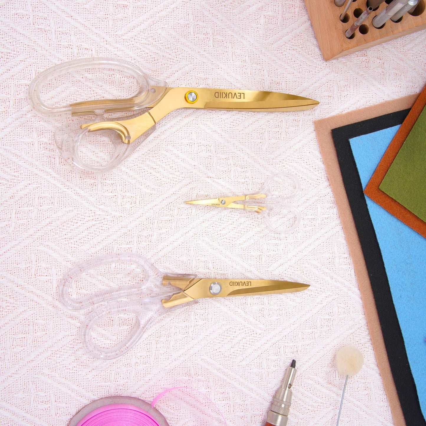 9 Inch All Purpose Scissors for Adults - Ins Style Clear Handle, 2Cr13 Stainless Steel Sharp Blade - Ideal for Fabric Crafts, Tailor's Shears - All-Purpose Fabric Scissors, Crafting & Office