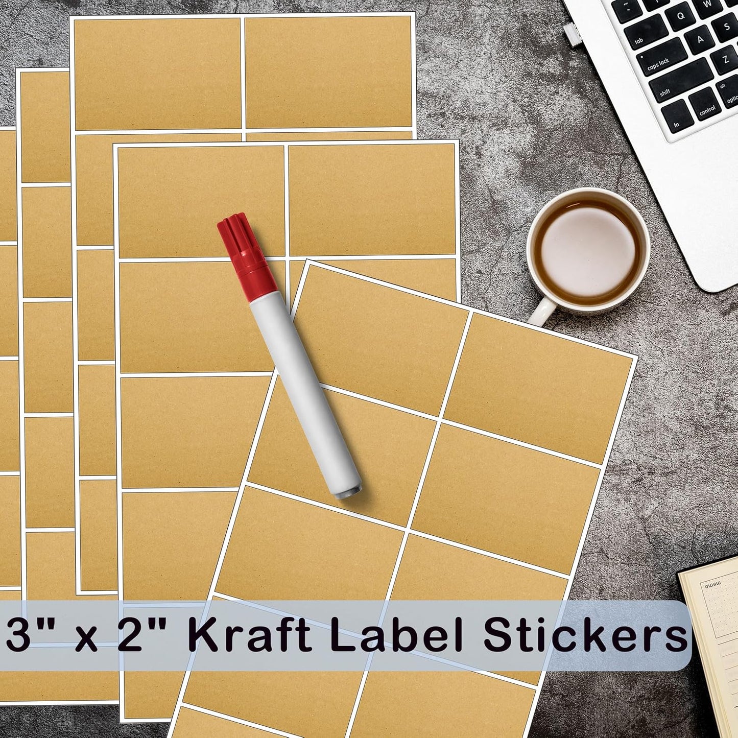 YSHIHE 3 x 2 Inch Kraft Label Stickers,240 Pack Rectangle Inventory Color Coding Stickers Permanent Adhesive Labels for Moving Boxes and Organizer Identification