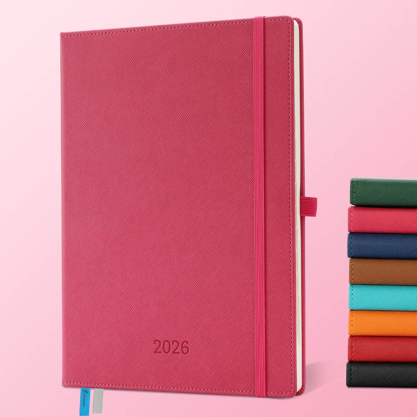 Weekly Monthly 2026 Planner (Jan.26-Dec.26),11.5"x8.5",12 Months Agenda Plan with Month Tabs & Pocket,Expenses/Note Pages, Appointment Book Calendar with Vegan Leather Cover,Rose Red