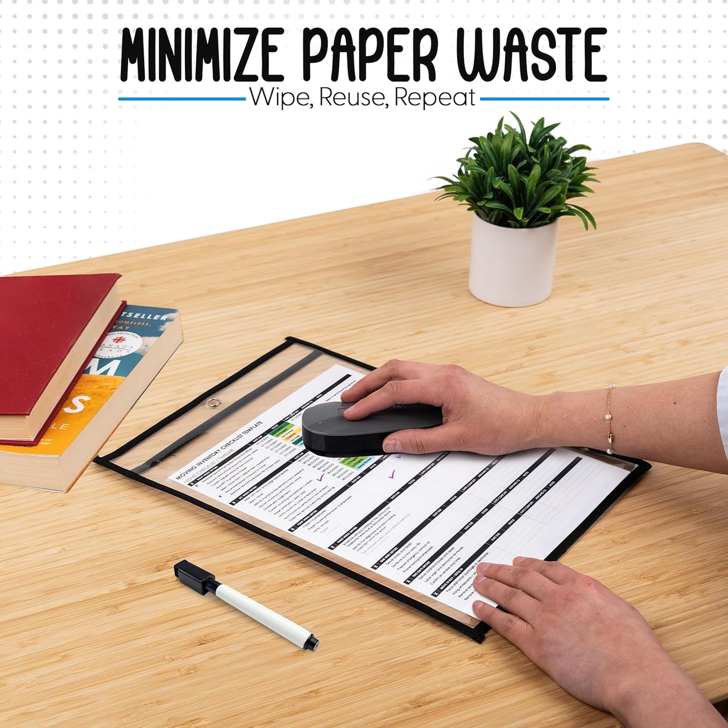 Essex Wares - 5 Pack, Black, Job Ticket Holders, 10" Wide x 13.5" Tall - Clear Plastic Shop Ticket Holders - Easy to Use, Reusable & Easy Erase Plastic Invoice Holders, Water-Resistant & Durable