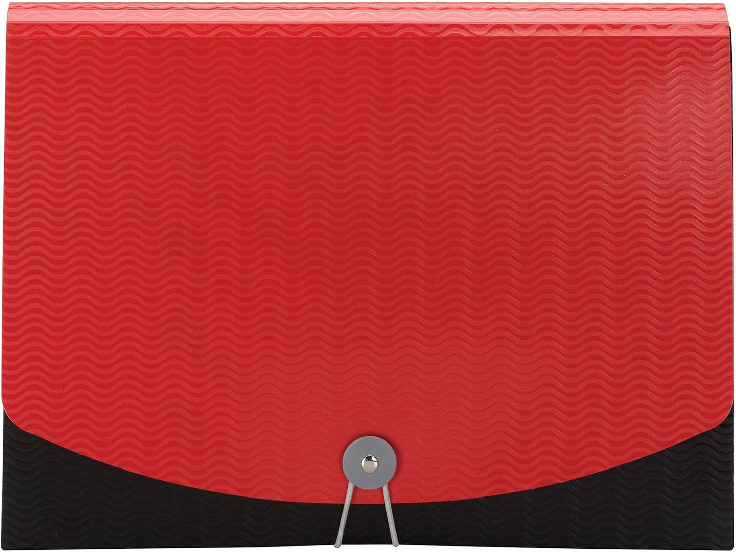 Smead Poly Expanding File, 6 Dividers, Flap and Cord Closure, Letter Size, Wave Pattern Red/Black (70884)