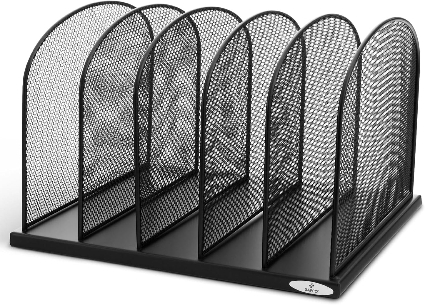Safco Onyx Desk Organizer, 5 Tiered Vertical Compartments, Office and Classroom Mailbox , Paper and Mail Sorter, Steel Mesh, Black