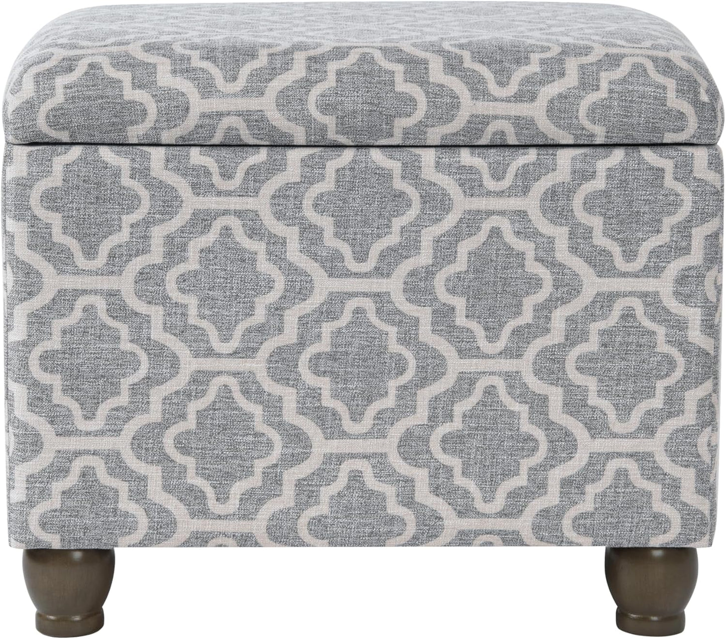 Home Decor | Upholstered MediumRectangular Storage Ottoman | Hinged Lid Ottoman with Storage for Living Room & Bedroom,Gray Geometric