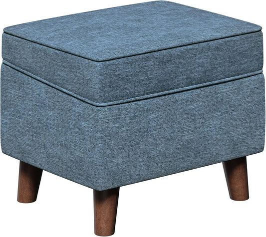 Foot Rest with Adjustable Cover, Storage Ottoman Dorm, Footstool and Sitting Stool, Ottoman Foot Stools for Living Room, Bedroom, Dorm, Blue
