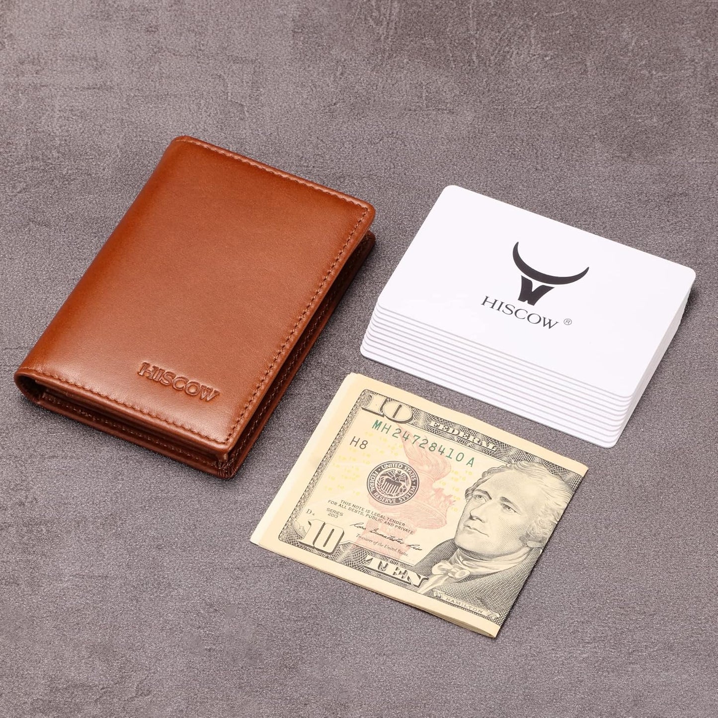 Leather Business Card Case Holder for Men & Women, Italian Calfskin