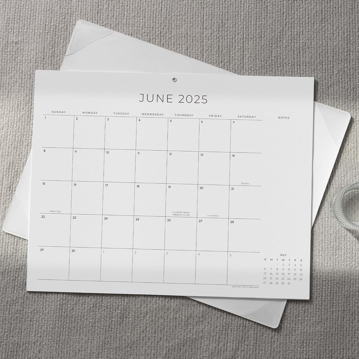 Cabbrix Simplified Desk Calendar 2025-2026, 21x16-1/2 inch Large Monthly Desktop Calendar with Notes Until to June 2026 for Home Office School (White)