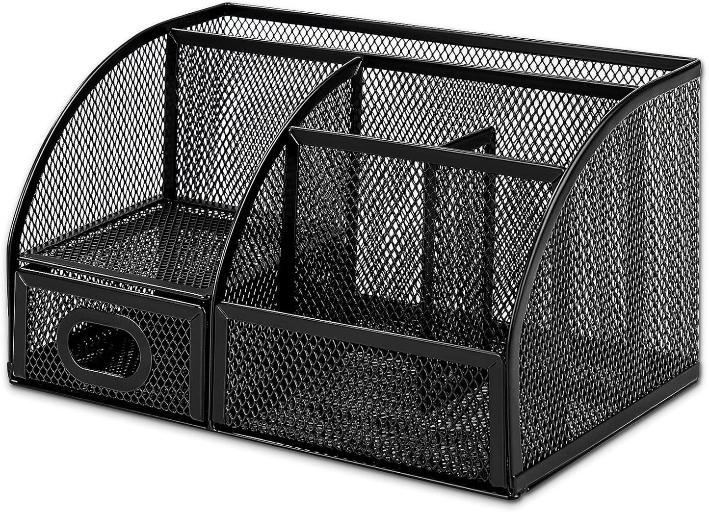 Amazon Basics Pen Holder and Desk Organizer, Office Caddy Storage, Black, ‎9.1" x 5.9" x 5.5''