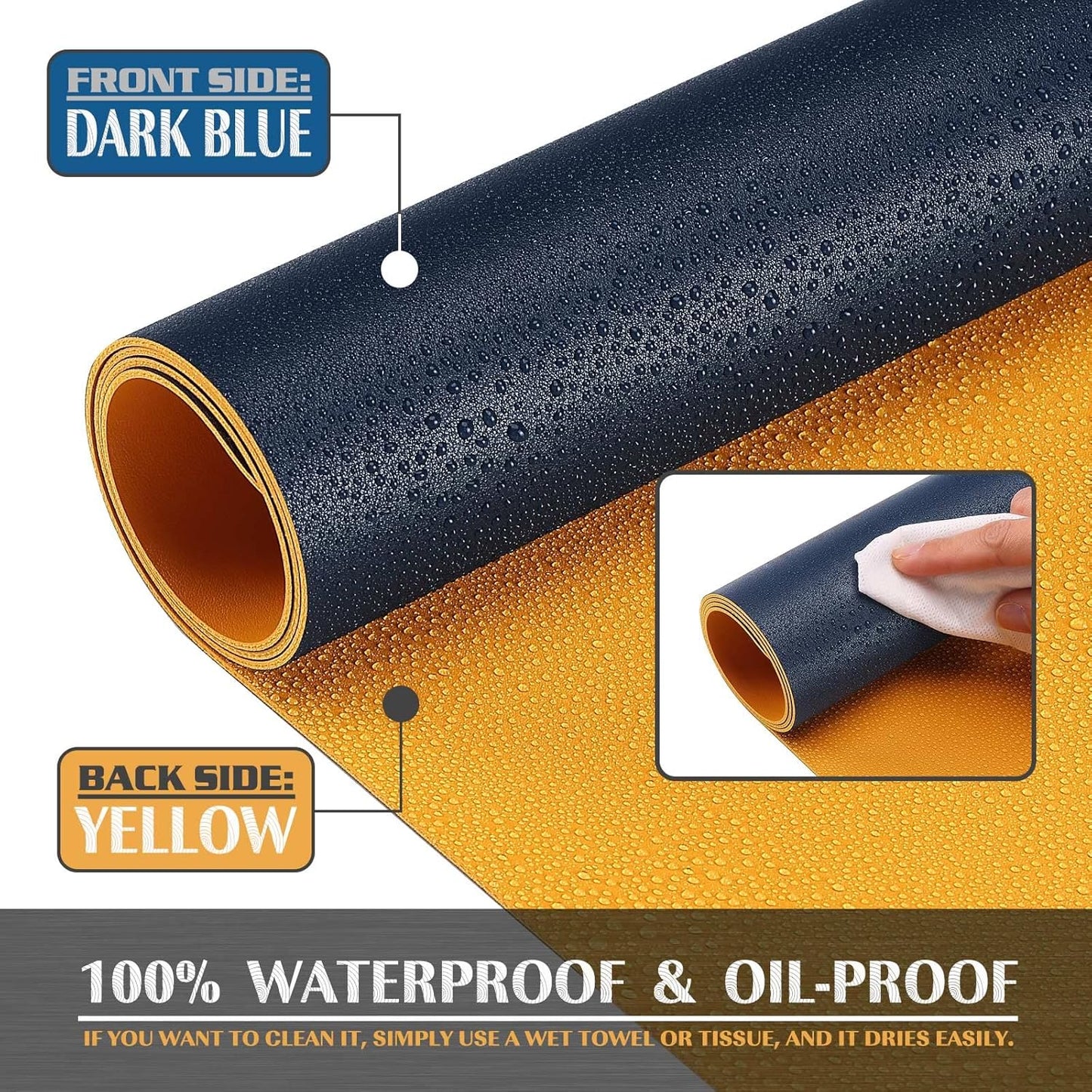 K KNODEL Small Office Leather Desk Mat, Mouse and Keyboard Pad, Computer and Laptop Mat, Desktop Protector and Cover, Writing Pad and Blotter (23.6"x13.8", Dark Blue)