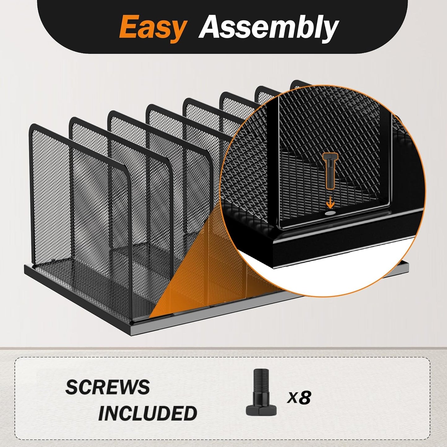 Kuntine.B Desk File Organizer 7 Upright Mesh Desktop Organizer File Sorter Office Organization File Holder for Home, Office & Classroom