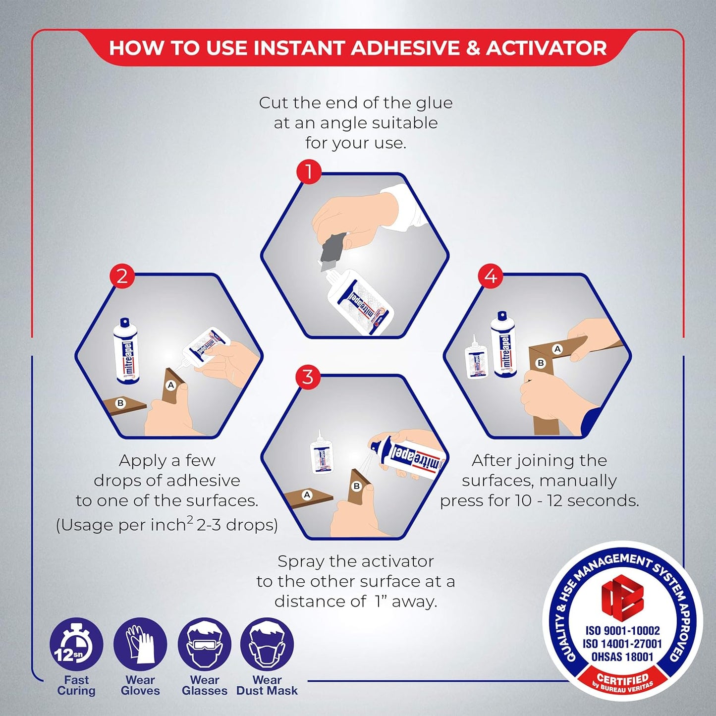 MITREAPEL Super CA Glue (2 x 3.5 oz) with Spray Adhesive Activator (2 x 13.5 fl oz), Cyanoacrylate Super Glue for Plastic, Glass, Ceramic, DIY, 3D Printing with Microtips - 2 Pack