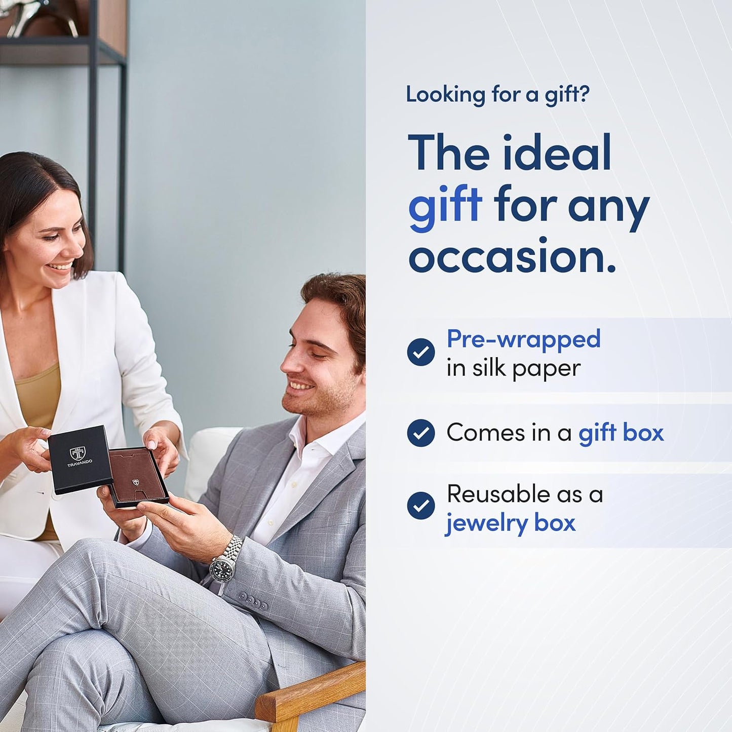 TRAVANDO Mens Wallet with Money Clip AUSTIN RFID Blocking Bifold Credit Card Holder for Men with Gift Box