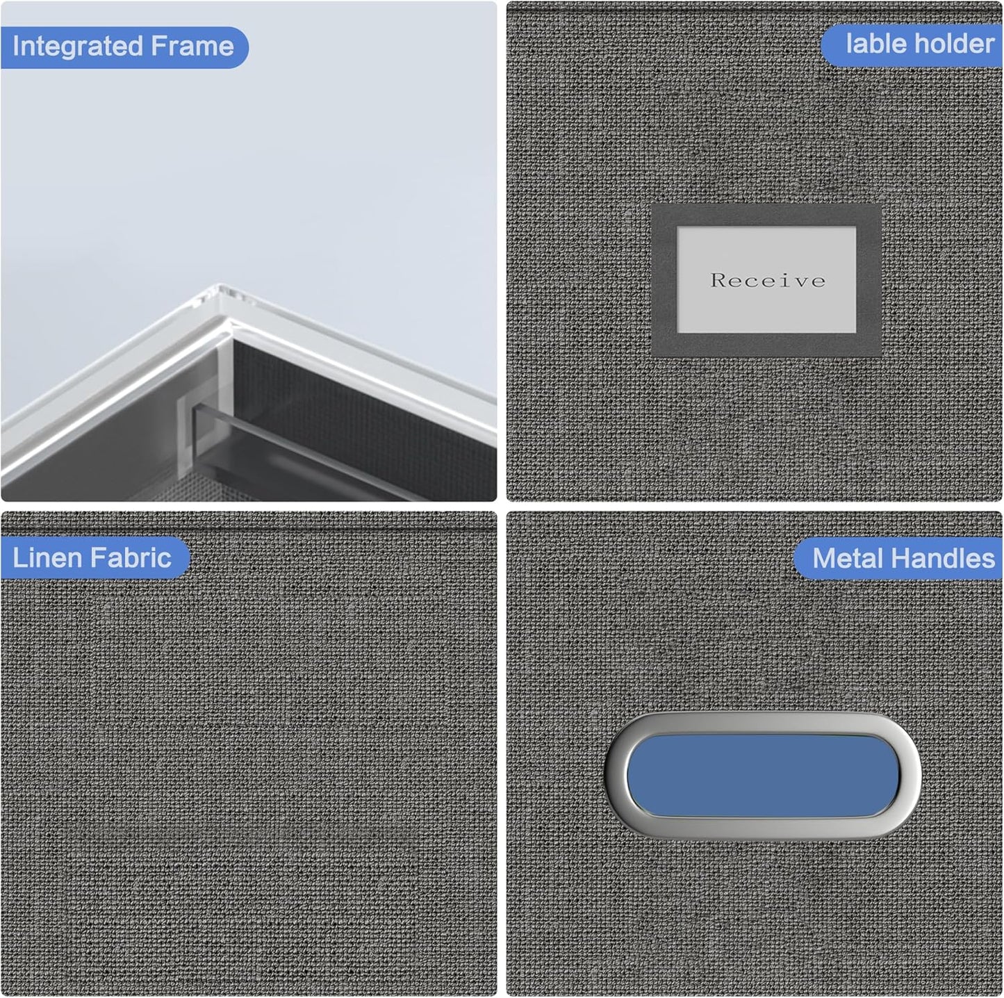 File Organizer Box File Boxes for Hanging Files with Lid Set of 3 Decorative Hanging Folders Letter Size Organizer with One-Piece Plastic Frame Slides (13.2 * 10.1 * 10.1in(3Pack), Grey)