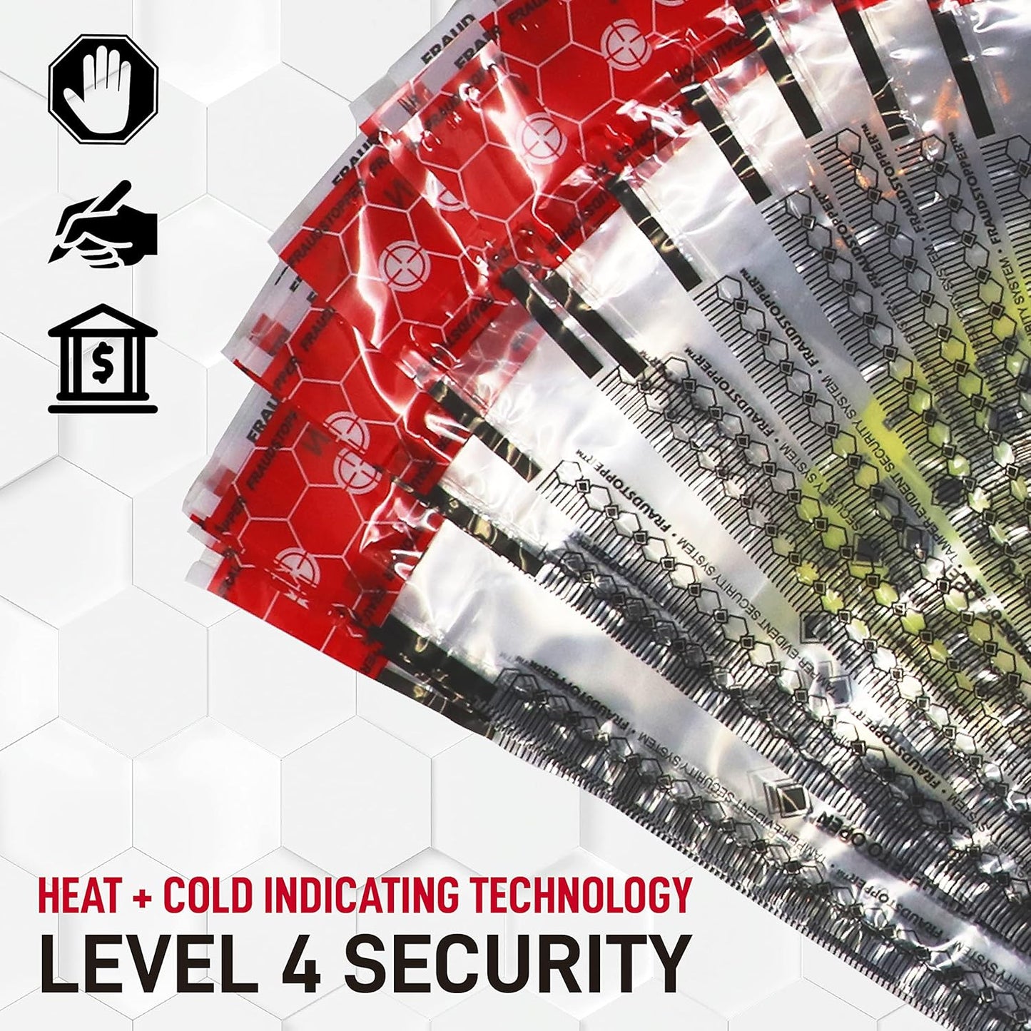 Nadex 9 x 12 Inch Tamper Evident Bank Deposit Bags with FRAUDSTOPPER Level 4 Security, 50 Pack (Clear)