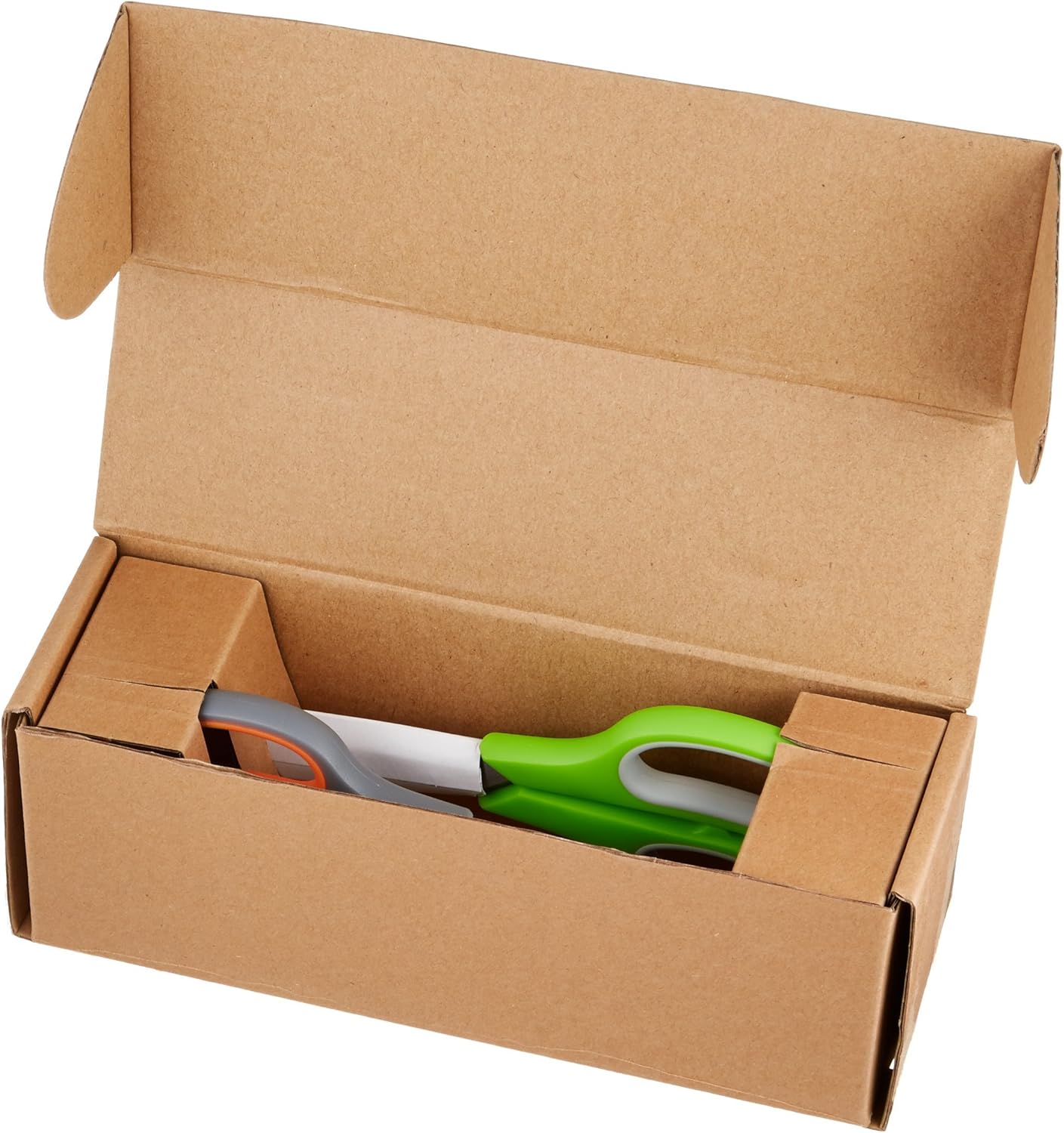 Amazon Basics Stainless Steel Scissors for Office, Crafts, Multipurpose, Sharp, Comfort Grip, PVD Coated, 2 Pack, Green and Grey