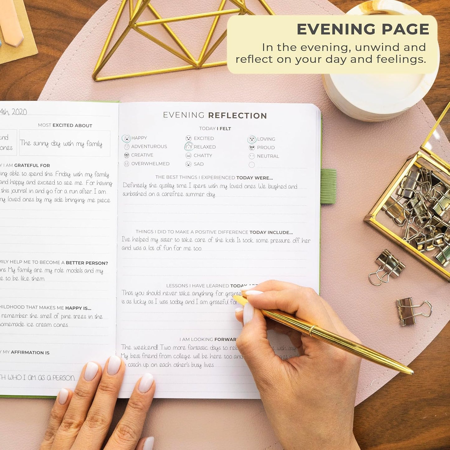 Clever Fox Gratitude Journal – Happiness, Positivity & Affirmation Daily Journal – Inspirational Daily Notebook – 3 Months, A5 (Spring Green)