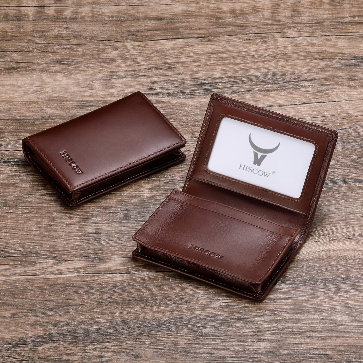 Leather Business Card Case Holder for Men & Women, Italian Calfskin