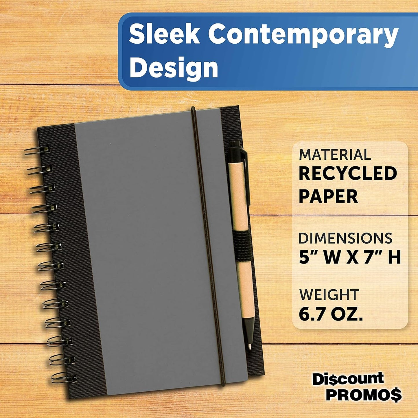 DISCOUNT PROMOS Eco Block Notebooks with Pens Set of 10, Bulk Pack - Perfect for School, Office, Business, Home - Smoke