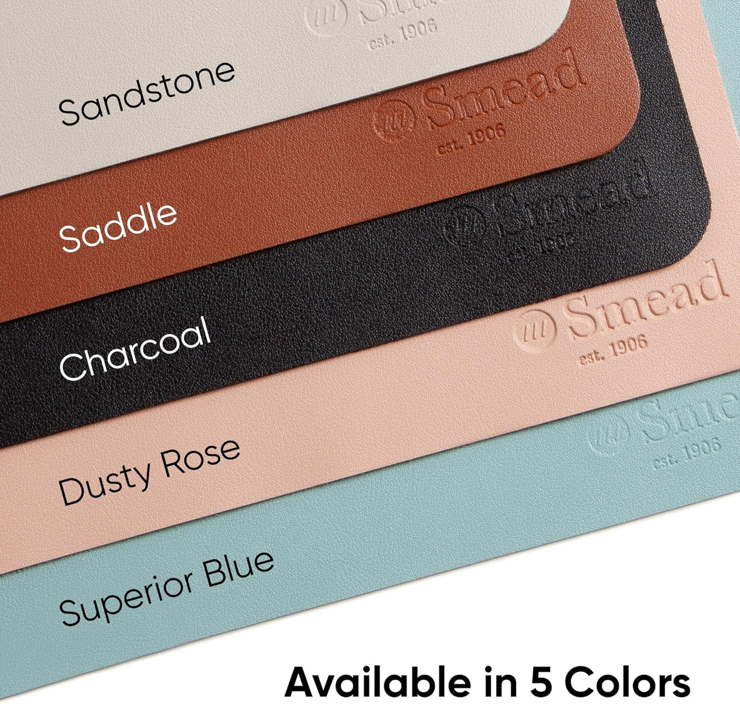 Smead Desk Pad, Vegan Leather Desk Mat with Non-Slip Faux Suede Backing, Perfect Desk Organizer for Office Decor, 36” x 17” Large, Saddle (64827)