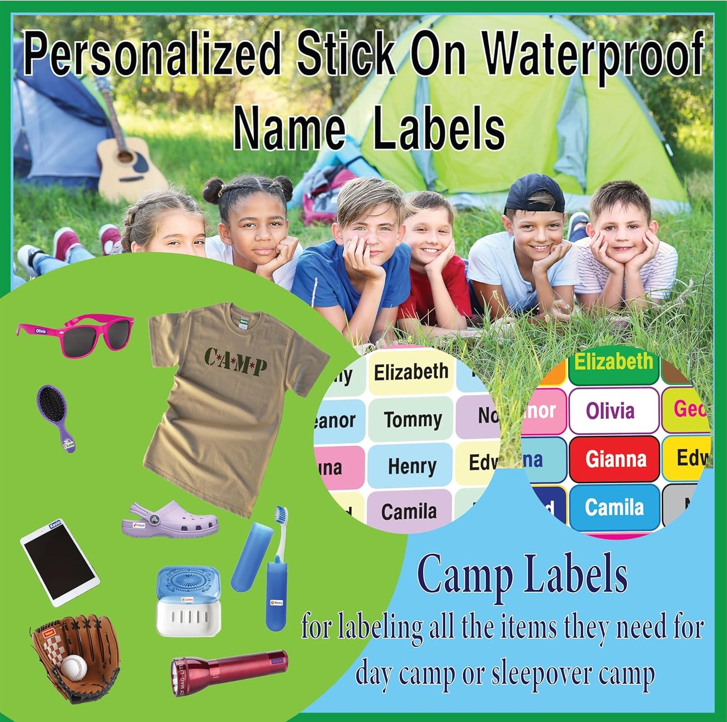 Personalized Name Labels. Waterproof Dishwasher Safe Peel and Stick Labels are Great for School & Office Supplies Daycare Clothing Customized Up to 2 Lines Permanent Self Adhesive