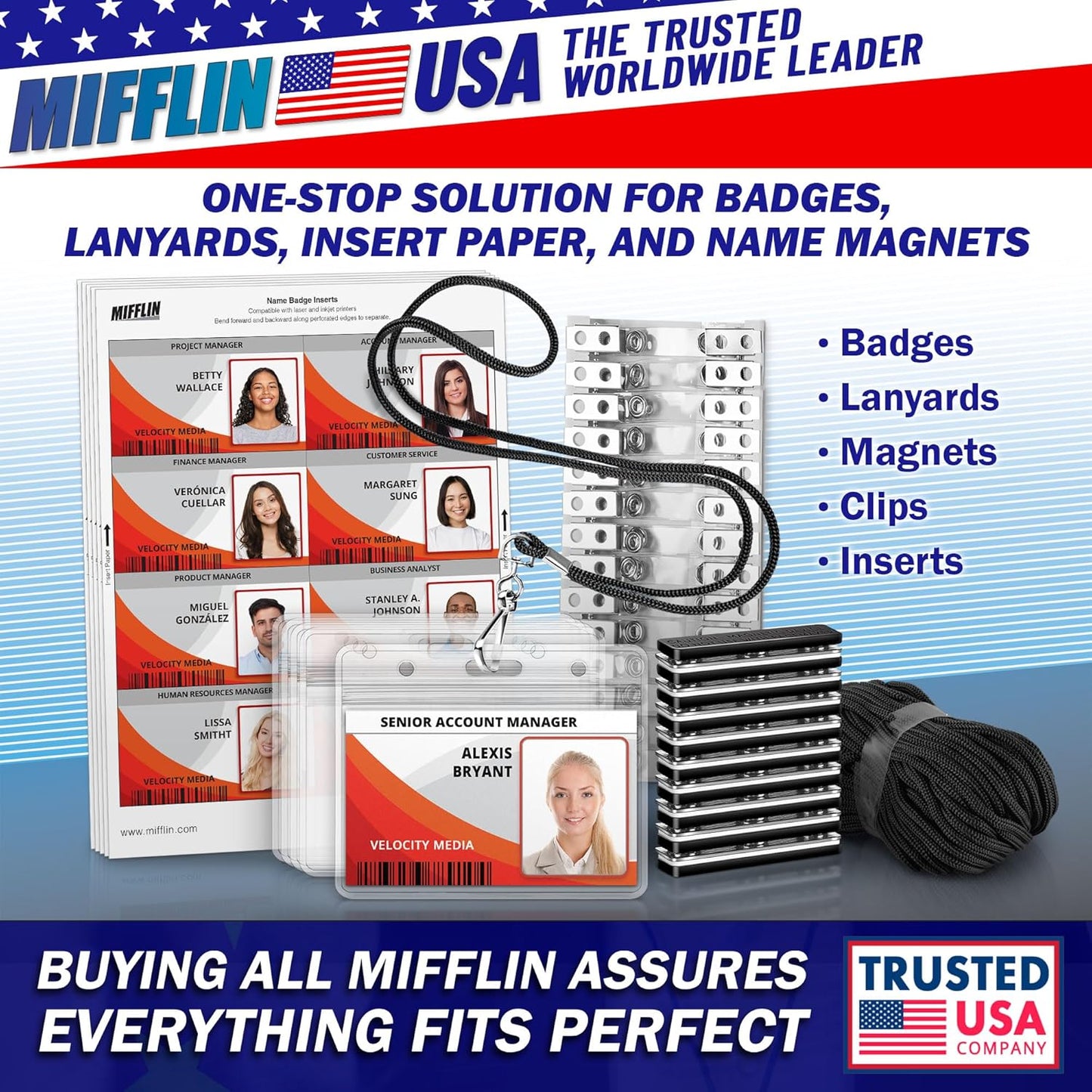 Mifflin-USA Card Protector (4x3 Inch, Clear, Bulk 250 Pack) Quick Load Horizontal No Zipper Name ID Badge Holder