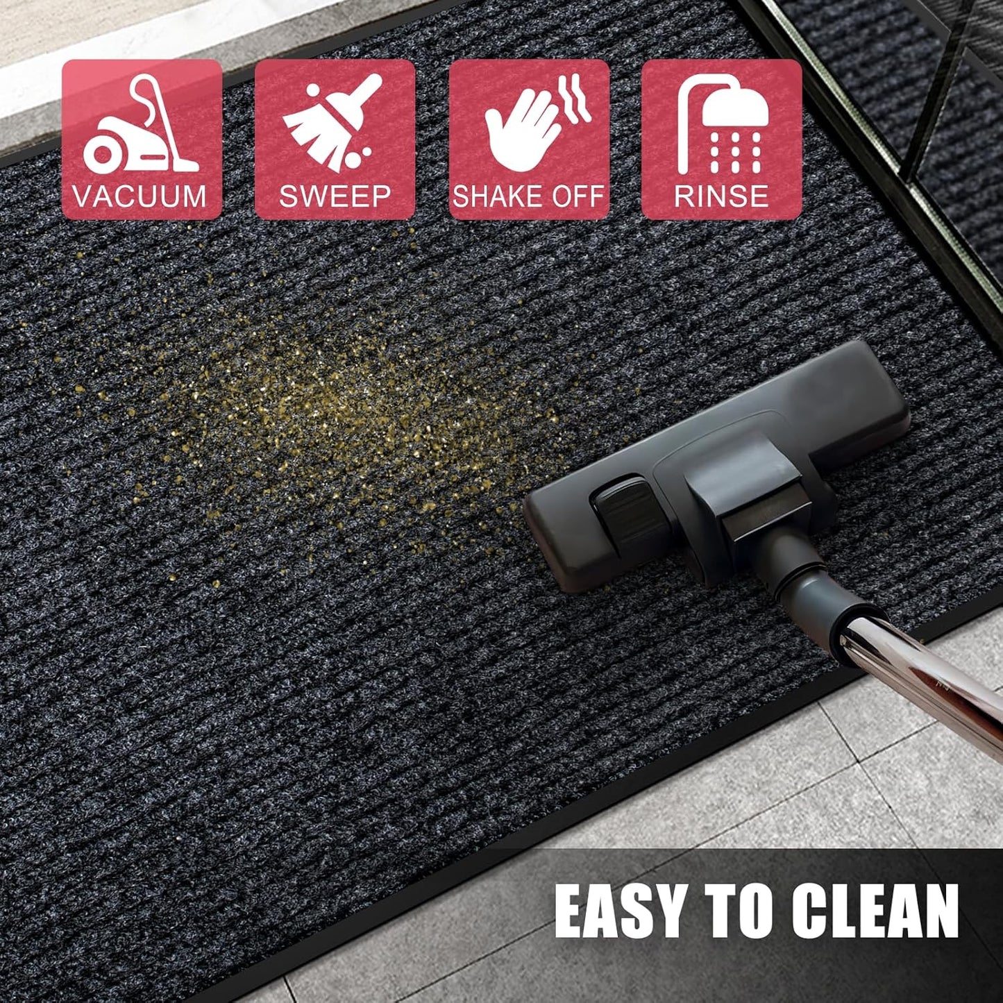 Kuyal Front Door Mat, 3'x5' Indoor Outdoor Entrance Mat, Commercial Floor Mats Inside Outside Entrance, Heavy Duty Durable Welcome, Rubber Backing Non Slip Outdoor Mats for Entryway,Black