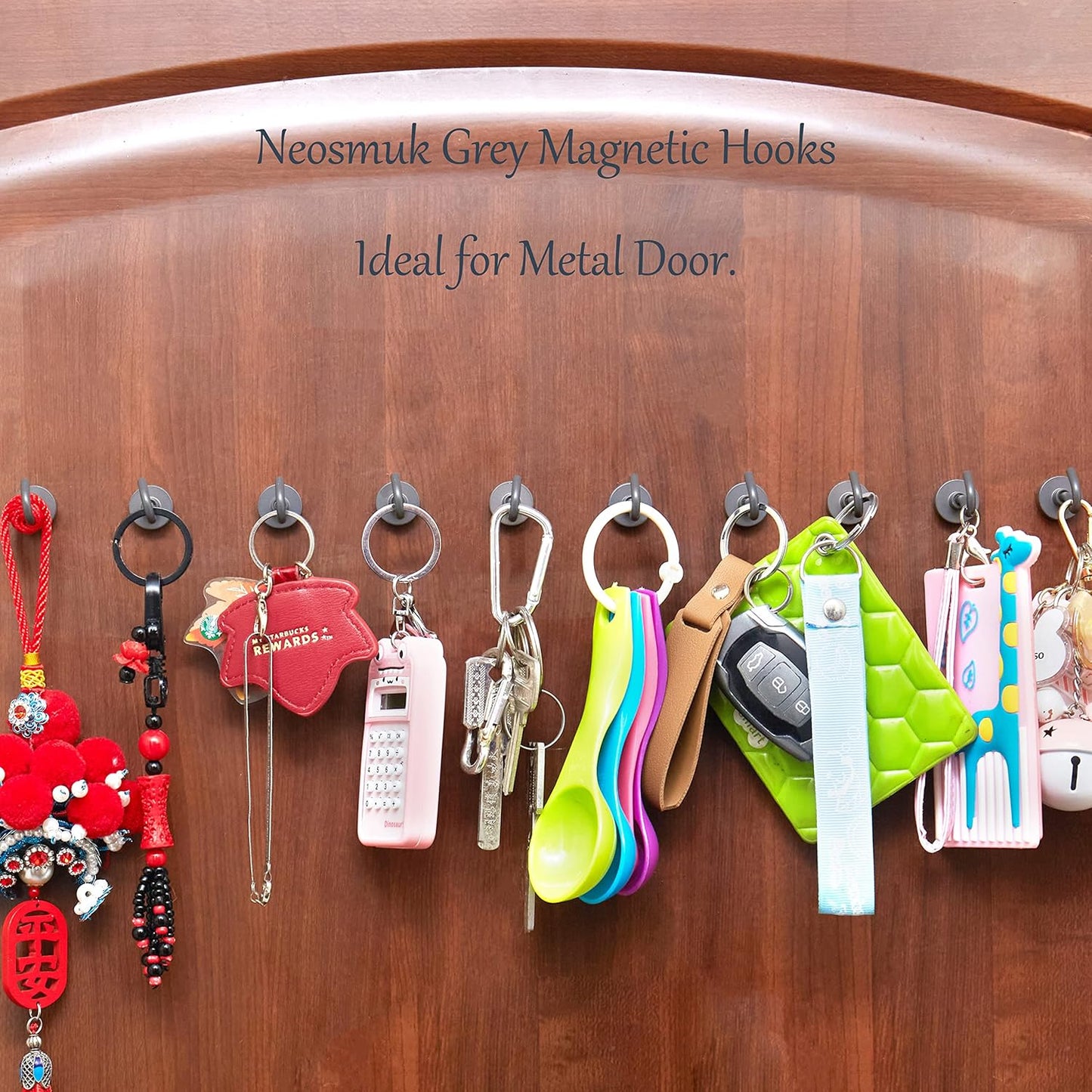 Neosmuk Magnetic Hooks Heavy Duty, 85lb Strong Magnet with Hook for Fridge, Super Neodymium Extra Strength Industrial Hooks for Hanging, Magnetic Hanger for Toolbox, Cruise, Grill(Gunmetal,4 Pack)